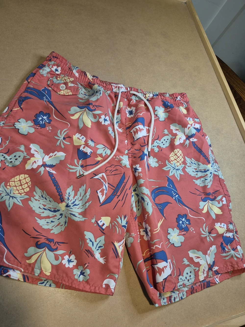 Polo by Ralph Lauren Coral Tropical Print Swim Trunks 4553